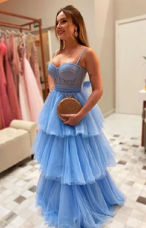 Best Deals stylish party dressstylish party dressA-line Spaghetti Straps Blue Tulle Layered Prom Dress Blue Graduation Dress Charming Evening Dress Y453 Best Deals stylish party dressstylish party dressA-line Spaghetti Straps Blue Tulle Layered Prom Dress Blue Graduation Dress Charming Evening Dress Y453