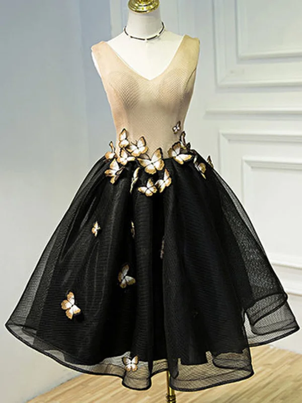 Bonus Savings Little Black Dresses Homecoming Dress Butterfly V-neck Short Prom Dress Party Dress JK422