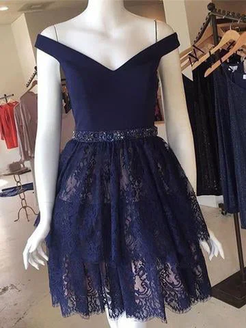 Grand Opening Sale Fashion Homecoming Dress Off-the-shoulder Lace Short Prom Dress Party Dress JK451