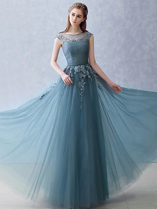 Seasonal Clearance Beautiful Prom Dresses Scoop Appliques Long Sexy Prom Dress/Evening Dress JKL263