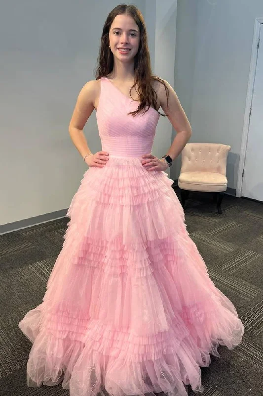 Discount Days wrap-around dresswrap-around dressPink One Shoulder Sleeveless Tulle A-Line Formal Prom Dress Discount Days wrap-around dresswrap-around dressPink One Shoulder Sleeveless Tulle A-Line Formal Prom Dress