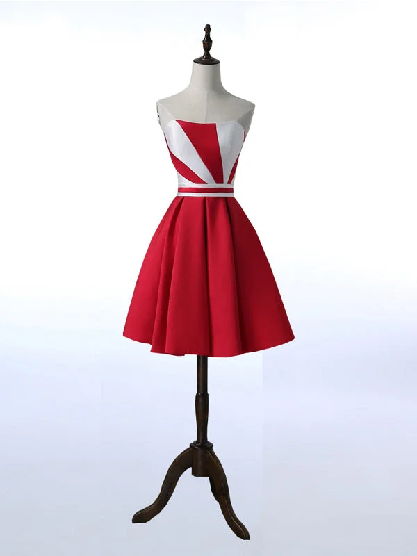 Get It Before It’s Gone Red Homecoming Dress A-line Strapless Short Prom Dress Party Dress JK019