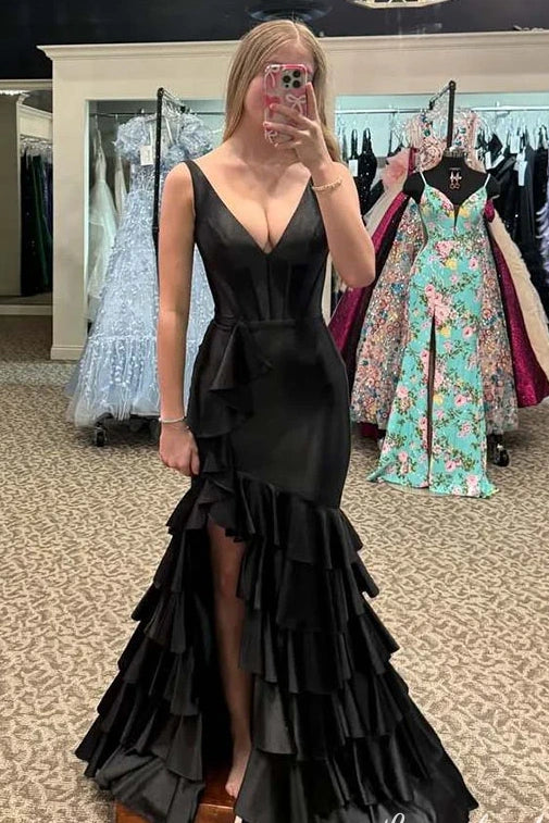 Can't Miss floral dressfloral dressV-Neck Sleeveless Mermaid Tiered Prom Dress