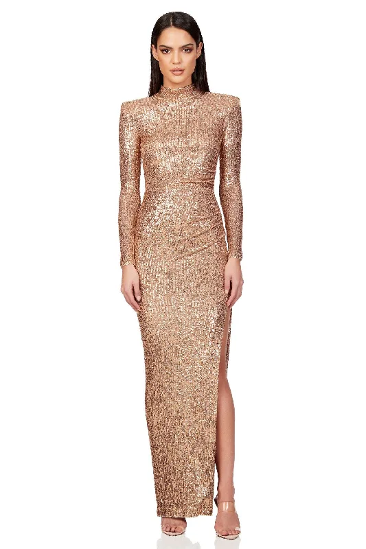 Discount Deals elegant evening dresselegant evening dressNOOKIE Veda High Neck Gown (Gold) - RRP $399 Discount Deals elegant evening dresselegant evening dressNOOKIE Veda High Neck Gown (Gold) - RRP $399