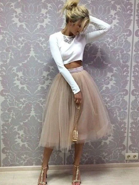 Super Sale Two Piece Homecoming Dresses Simple Short Prom Dress Long Sleeve Party Dress JK766