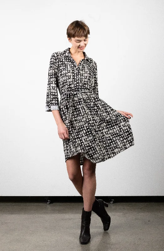 Deal Dash tiered dresstiered dress3/4 SLEEVE SHIRT DRESS WITH WAIST TIE - D3133-DSPR-94217 Deal Dash tiered dresstiered dress3/4 SLEEVE SHIRT DRESS WITH WAIST TIE - D3133-DSPR-94217