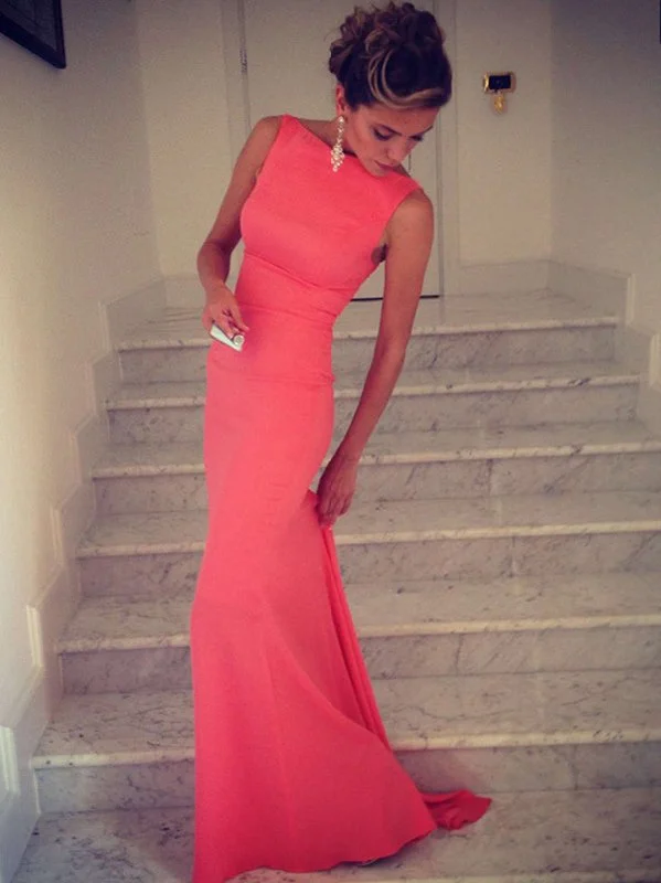 Price Blitz Cheap Prom Dresses Mermaid Bateau Brush Train Simple Long Sexy Prom Dress DQ007