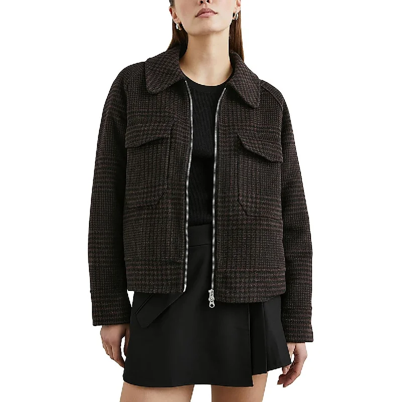 Amazing Deals chic wool coatWomens Wool Blend Houndstooth Wool Coat