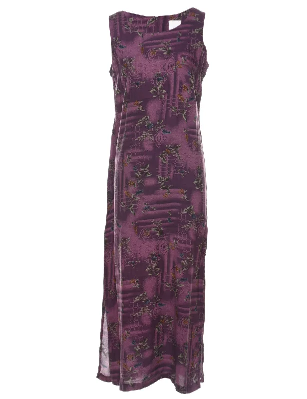 Super Deal street style coatPlum Floral Print Maxi Dress - M