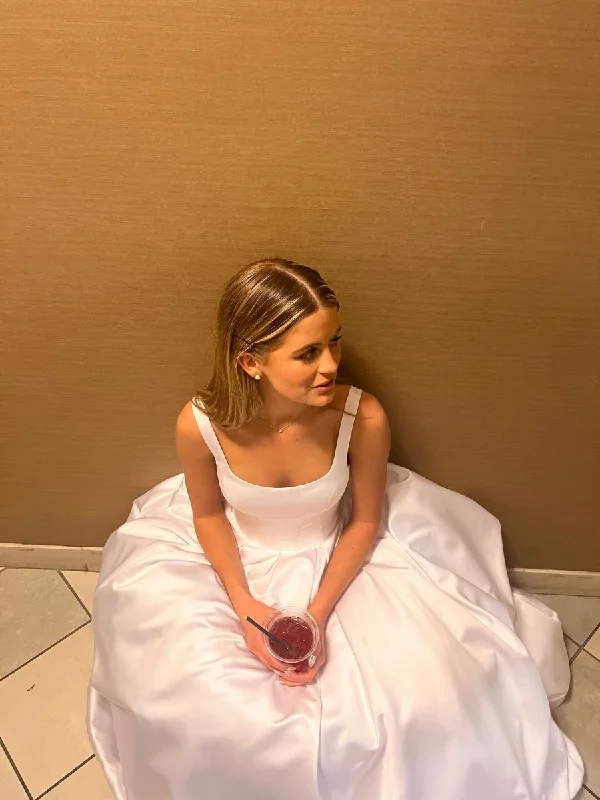 Price Smash layered dresslayered dressClassic A-line White Satin Long Wedding Dress,Simple White Bridal Dress Y4672 Price Smash layered dresslayered dressClassic A-line White Satin Long Wedding Dress,Simple White Bridal Dress Y4672