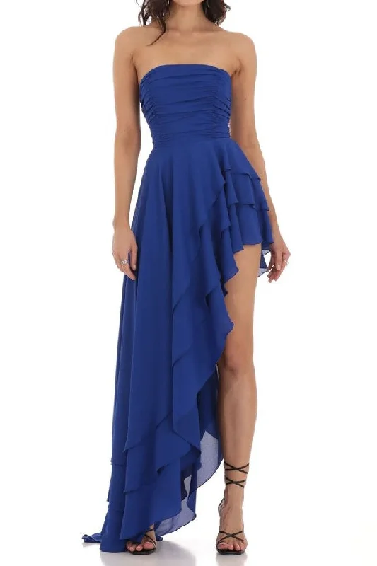 Deal Mania off-shoulder dressoff-shoulder dressEmpire Strapless Tiered Prom Dress With Side Slit Deal Mania off-shoulder dressoff-shoulder dressEmpire Strapless Tiered Prom Dress With Side Slit