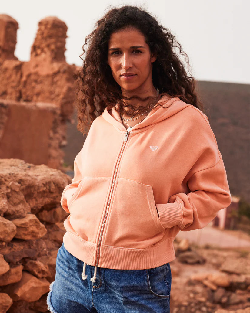 Special Discount warm workout hoodieRoxy Sahara Vibes Zip Hoodie - TERRA COTTA