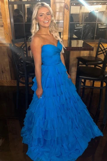 Exclusive Savings casual slip dresscasual slip dressRoyal Blue Chiffon A-Line Strapless Tiered Prom Dress