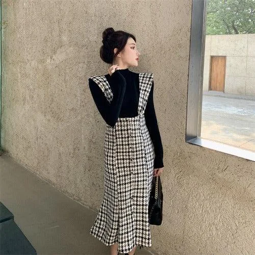 Flash Sale casual dresscasual dressFrench retro plaid dress