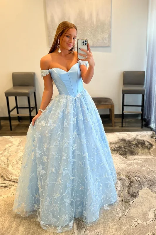 Today’s Deal Ball Gown Sweetheart Strapless Embroidery Off The Shoulder Long Evening Dresses GJS736
