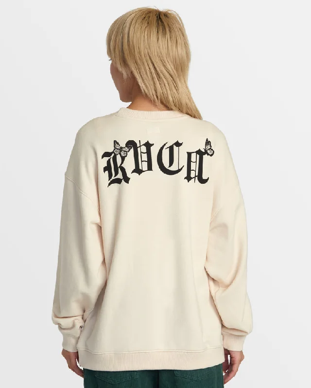 Instant Discount stylish sports hoodieRVCA JUST FLOATIN CREW SWEATSHIRT - LATTE