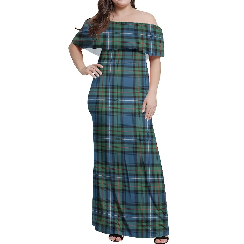 Overstock Sale Robertson Hunting Ancient Tartan Off Shoulder Long Dress