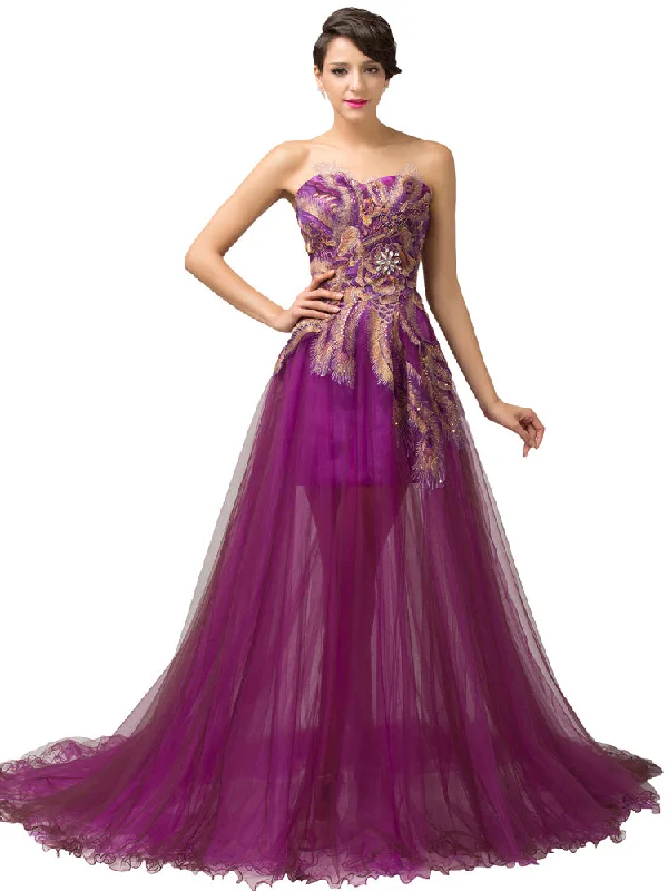 Exclusive Access Chic Prom Dresses Sweetheart Sweep/Brush Train Fuchsia Prom Dress/Evening Dress JKS148