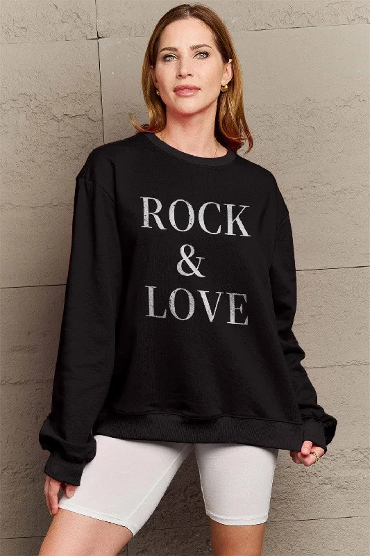 Limited Time chic active hoodieSimply Love Full Size ROCK & LOVE Round Neck Sweatshirt Limited Time chic active hoodieSimply Love Full Size ROCK & LOVE Round Neck Sweatshirt
