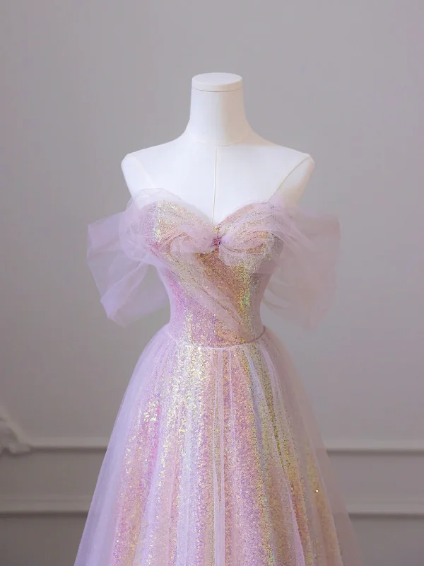 Markdown Madness t-shirt dresst-shirt dressShiny Tulle Sequins Long Prom Dress, A-Line Off the Shoulder Evening Dress Y1416