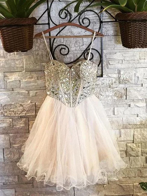 Epic Deals Beautiful Homecoming Dress Sweetheart Tulle Rhinestone Short Prom Dress Party Dress JK388
