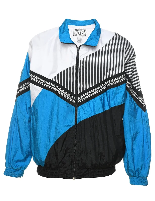 Sneak Peek Sale fashionable quilted coatBlack, Blue & White 1990s Nylon Jacket - M
