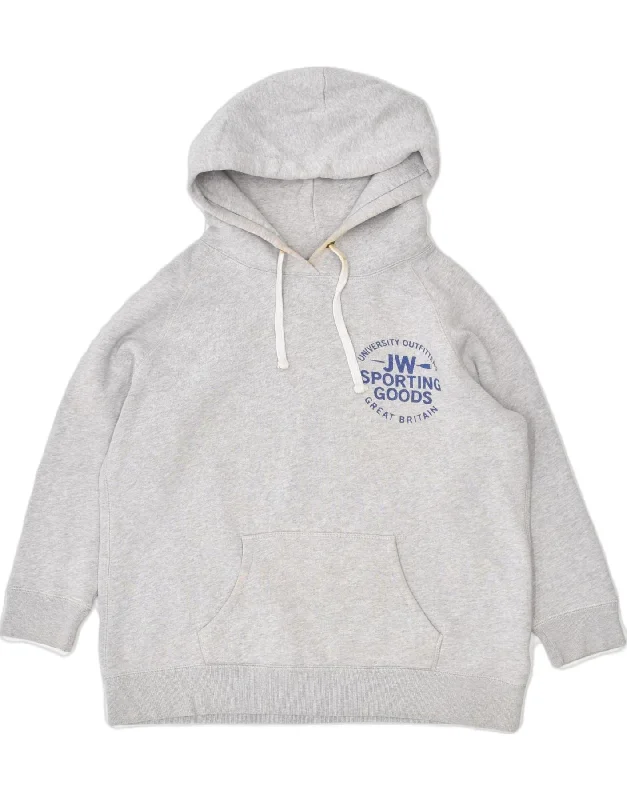 Fantastic Deals casual zip-up sweatshirtJACK WILLS Womens Graphic Hoodie Jumper UK 14 Medium Grey Cotton