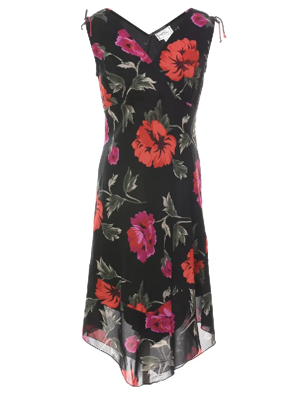 Huge Discounts winter coatBlack Floral Print Dress - M