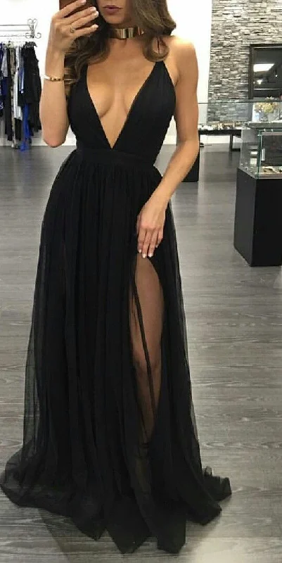 TIME-Limited Offer structured dressstructured dressBlack Prom Dresses,Chiffon Prom Dress,A line Prom Dresses,Evening Gowns,Party Dress,Slit Prom Gown For Teens Y1248