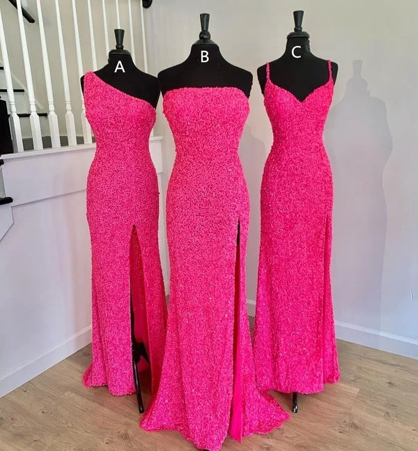 Exclusive Savings vintage dressvintage dressGorgeous Mermaid Hot Pink Sequin Long Formal Dress,Charming Evening Dress Y1286