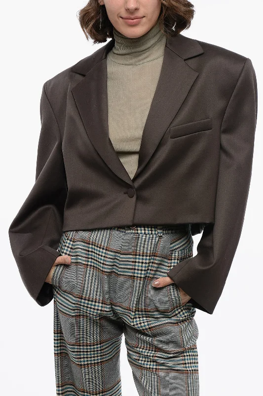 Great Bargains trendy puffer coatMagda Butrym Cool Wool Cropped Blazer with Oversized Fit 38 Italian size Great Bargains trendy puffer coatMagda Butrym Cool Wool Cropped Blazer with Oversized Fit 38 Italian size