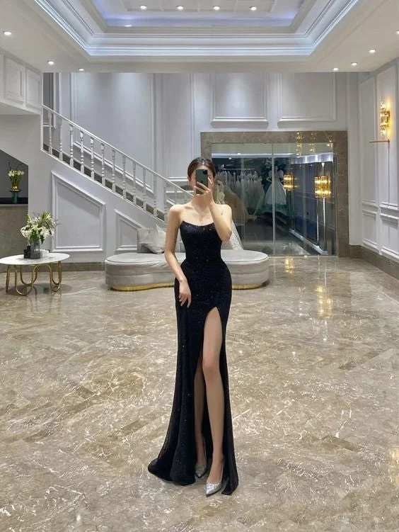 Steals and Deals bodycon dressbodycon dressCharming Black Strapless Prom Dress High Side Slit Sheath/Column Black Evening Dress Y386 Steals and Deals bodycon dressbodycon dressCharming Black Strapless Prom Dress High Side Slit Sheath/Column Black Evening Dress Y386