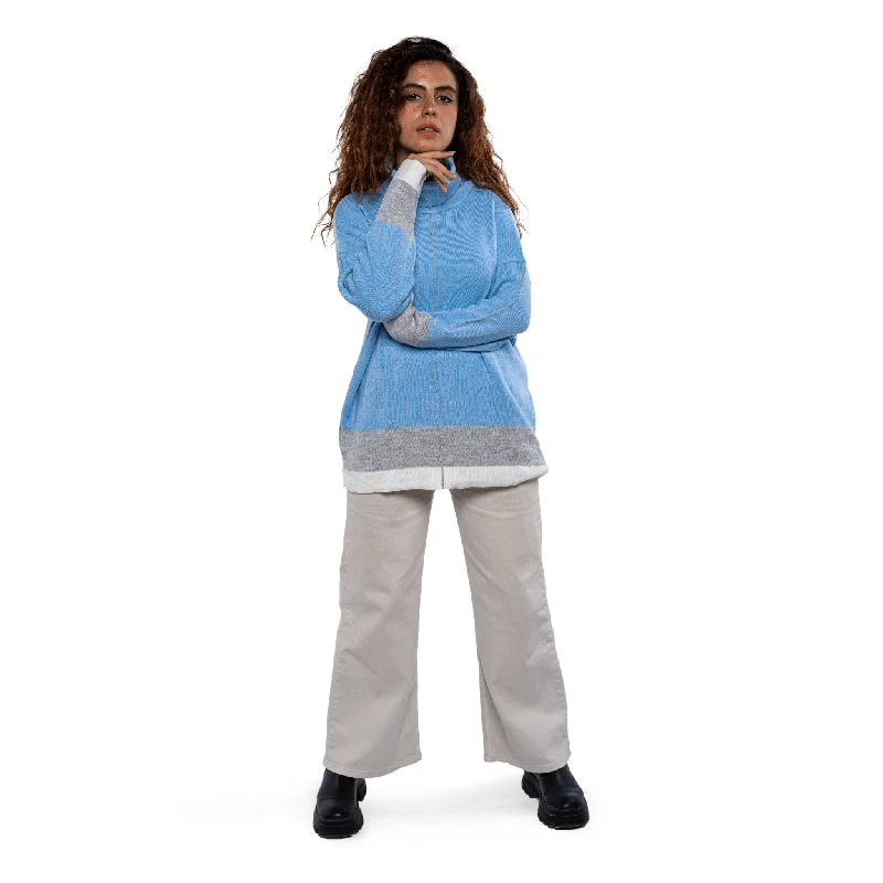 Huge Discounts high-performance athletic hoodieWomen - High Collar Pullover - Baby Blue