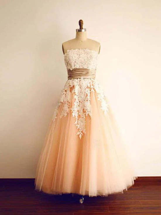New Deals Vintage Prom Dresses Strapsless Floor-length Lace Sexy Prom Dress/Evening Dress JKL391