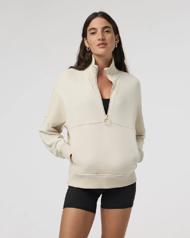 Super Deal smooth fit athletic sweatshirtVuori Sedona Rib Half Zip - BONE