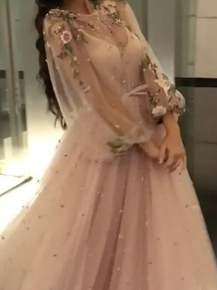 Bonus Savings Beading Long Sleeve Prom Dresses Floor-length Sparkly Beading Long Prom Dress JKL1241