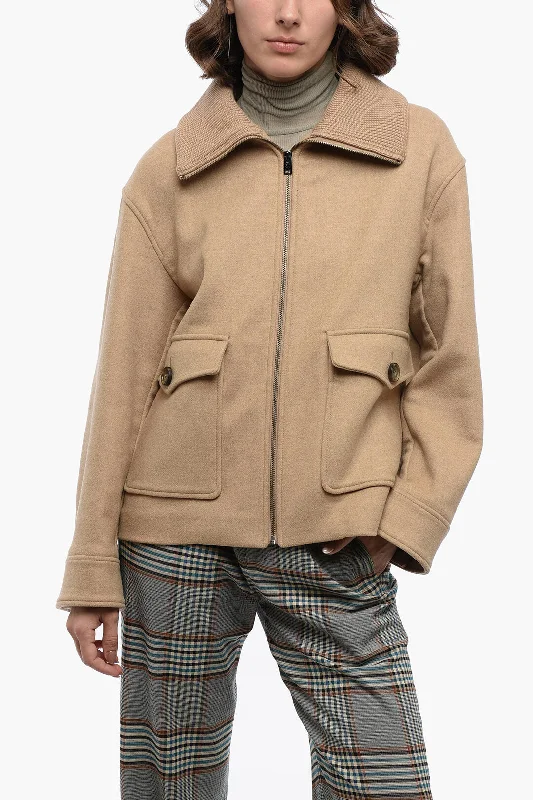 Instant Discount long-sleeve winter jacketWoolrich Wool Short Coat with Knitted Collar M Standard size Instant Discount long-sleeve winter jacketWoolrich Wool Short Coat with Knitted Collar M Standard size