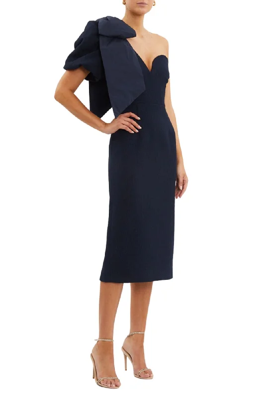 Reduced Prices casual slip dresscasual slip dressREBECCA VALLANCE Bon Ami Puff Sleeve Midi (Navy Blue) - RRP $699