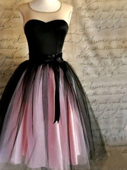Lowest Prices Homecoming Dress Vintage Ribbons Belt Tulle Short Prom Dress Party Dress JK254