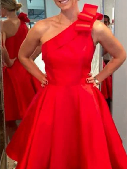Midnight Madness Simple Red Homecoming Dresses Cheap One Shoulder A Line Short Prom Dress Party Dress JK832