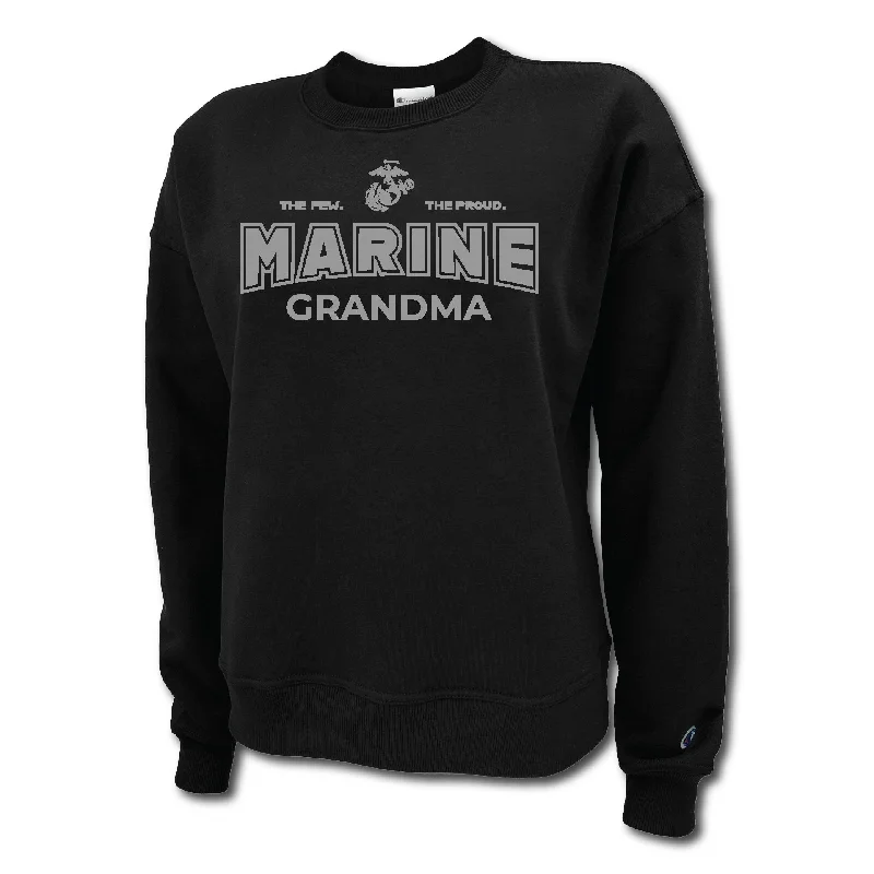 Early Bird Discount fashionable workout wearMarines Grandma Ladies Crewneck (Black)