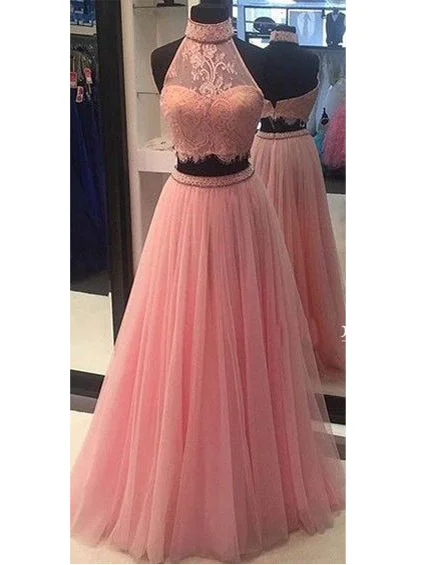 Major Savings Beautiful Two Piece Prom Dresses High Neck Long Sexy Prom Dress/Evening Dress JKL221