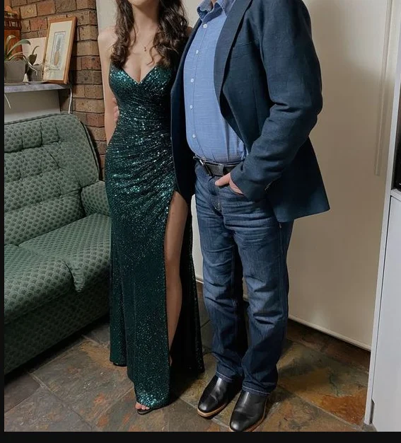 Final Markdown off-the-shoulder dressoff-the-shoulder dressSparkly Mermaid Spaghetti Straps Dark Green Sequins Long Prom Dresses With Split Formal Evening Gowns Y1460