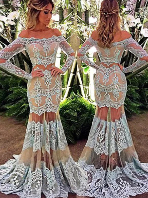 Exclusive Offers Trumpet/Mermaid Off-the-shoulder Floor-length Tulle Prom Dress/Evening Dress #MK0613