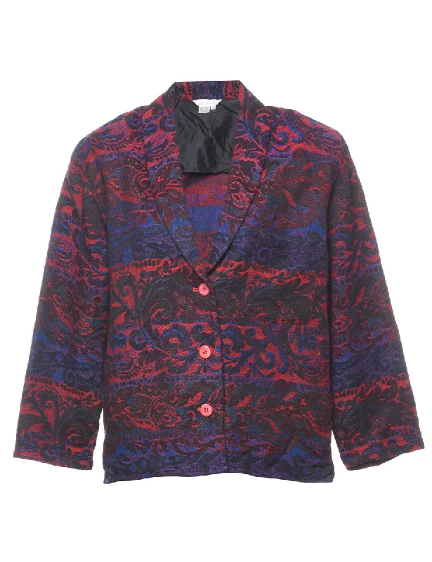 Friends and Family Sale casual utility jacketPurple & Pink 1980s Patterned Blazer - L