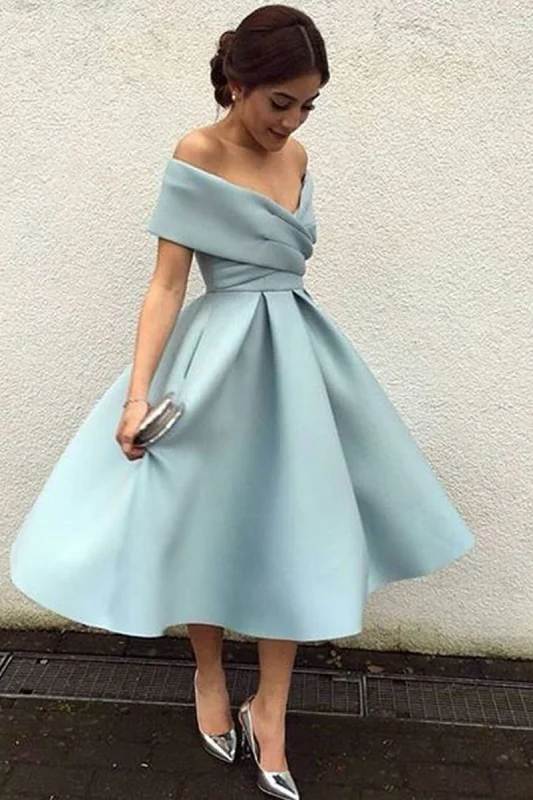 Crazy Deals Beautiful Homecoming Dress Off-the-shoulder Satin Short Prom Dress Party Dress JK294