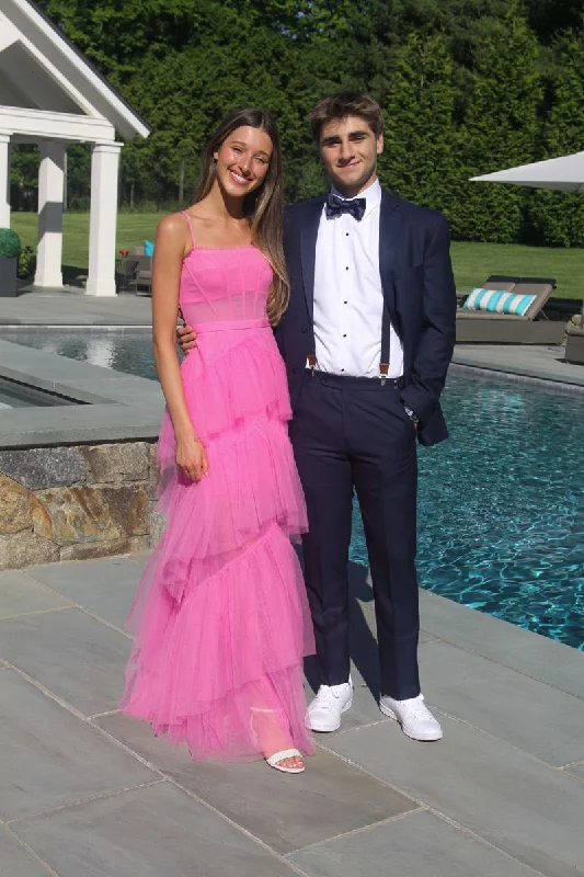 Unbeatable Prices textured dresstextured dressA-line Tiered Tulle Princess Prom Dresses, Long Formal Dresses Y5153