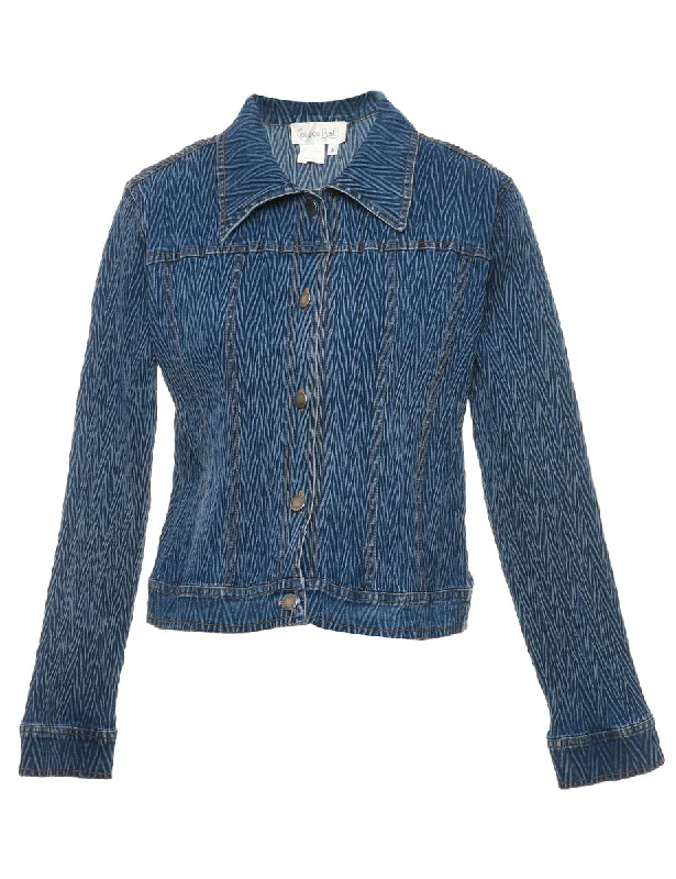Special Price versatile coatMedium Wash 1990s Zig-Zag Denim Jacket - S