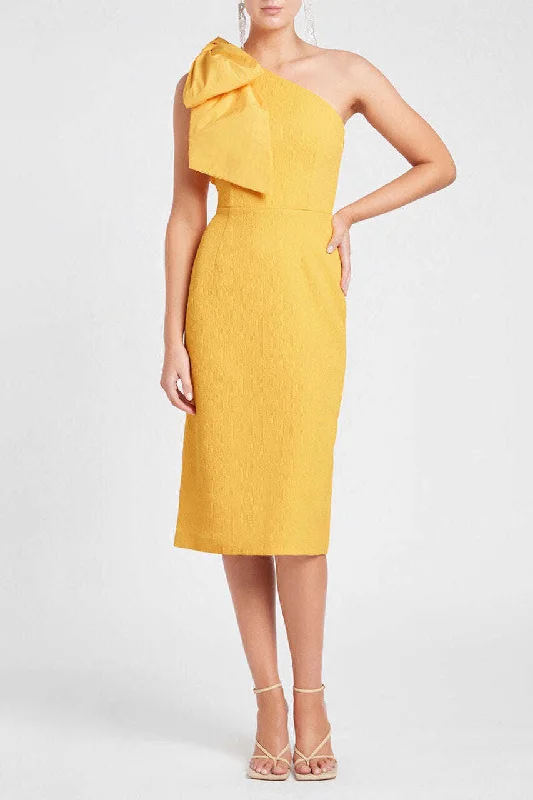 Last Chance luxury dressluxury dressREBECCA VALLANCE Calla One Shoulder Dress Midi (Yellow) - $699