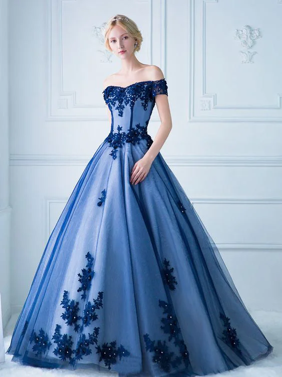 New Deals Chic Prom Dresses Off-the-shoulder Ball Gown Floor-length Prom Dress/Evening Dress JKL218